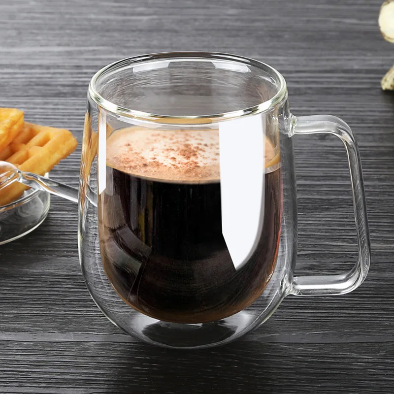 Креативная стеклянная кофейная кружка с двойными стенками эспрессо капучино латте арт кофейная чашка офисная Бытовая черный чай фруктовый чай чайный мешок чашка