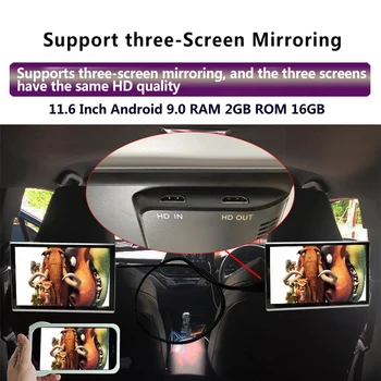 

11.6 Inch Android 9.0 2GB+16GB Car Headrest Monitor 4K 1080P Same Screen WIFI/Bluetooth/USB/SD/HDMI/FM/Mirror Link/Miracast