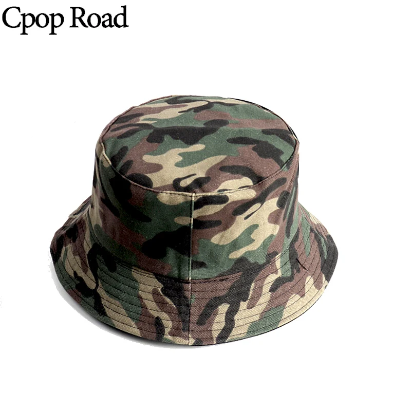 Cpop 3 узора Новая мода хлопок холст ведро шляпы высокое качество камуфляж Женская