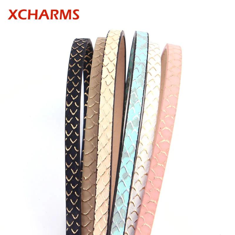 XCHARMS 1 метр x 5 мм рыбья веревка с узором кожаный шнур Ювелирная фурнитура
