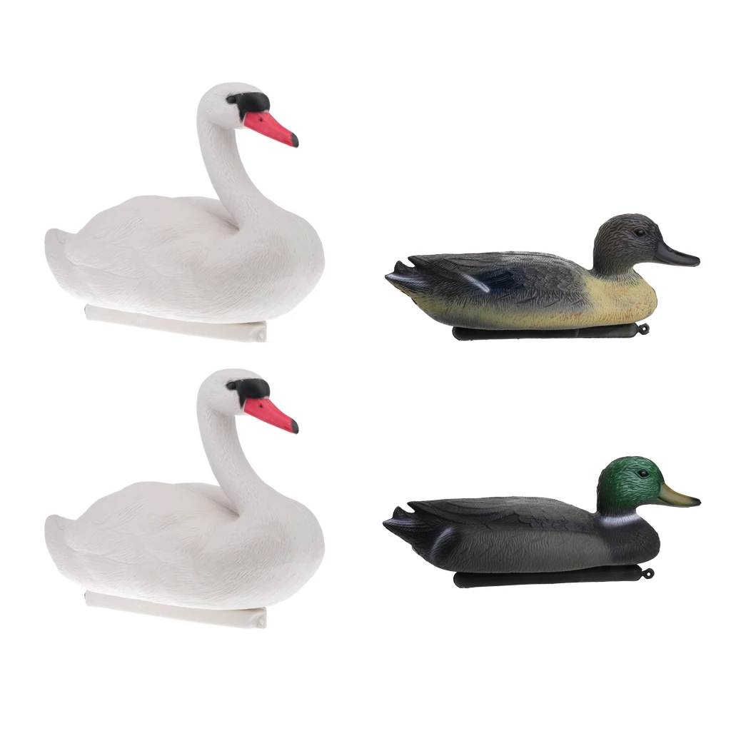 4PCS Simulated 3D Lifelike Duck Decoy + Goose Decoy, Plastic Floating Decoying, Lifelike