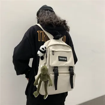 

2020 Spring New Product Korean Laptop Backpack Male Solid Color Nylon Casual School Bag Simple Letter Student Travel Bag Female