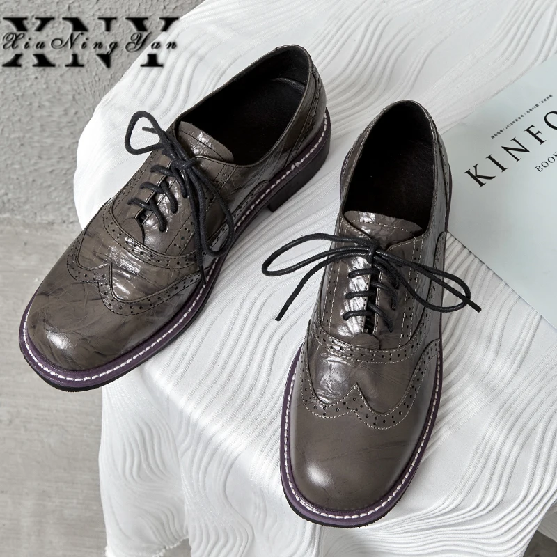 Women Oxford Shoes Flats British Style Handmade Vintage Spring For