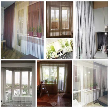 

New Decorative Solid Color String Curtain Line Curtain White Brown Red Room divider Home Decoration Window Valance