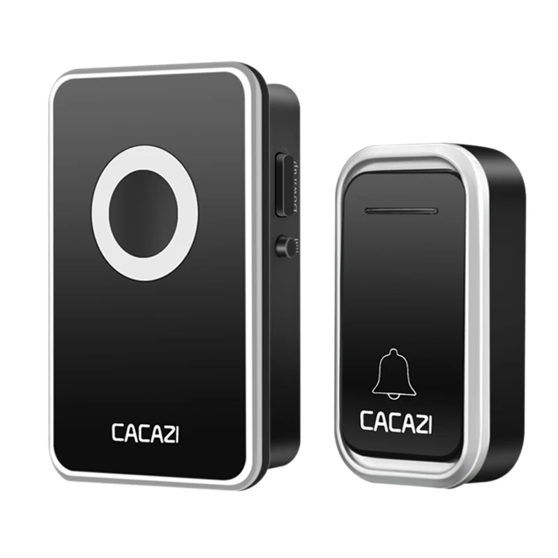 

ABKT-Cacazi Waterproof Home Wireless Doorbell 300M Remote Led Light 1x Battery Button 1x Receiver Cordless Door Bell Chimes Uk P