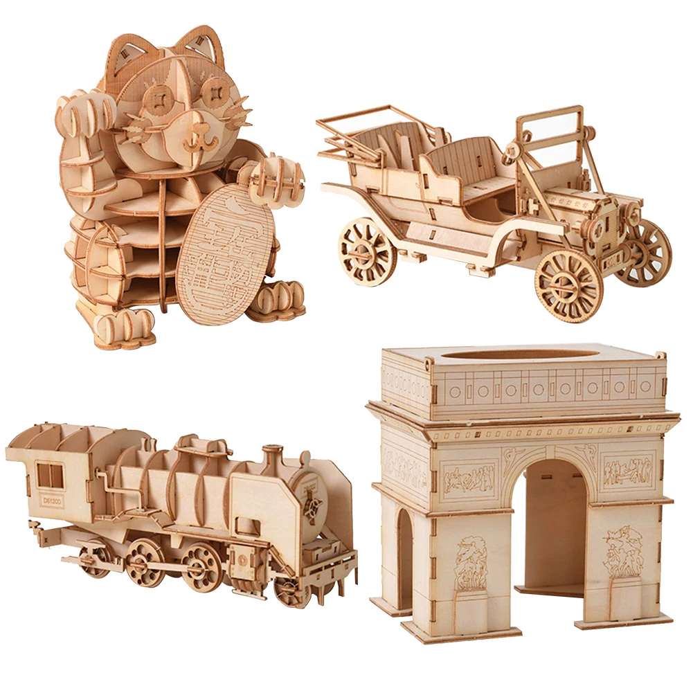 Наборы модельных лазерных режущих 3d игрушек деревянная головоломка DIY игрушки