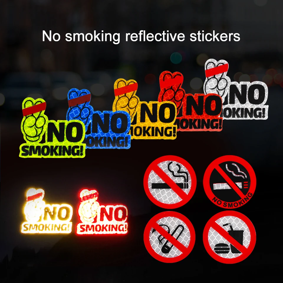 

New 2019 Silica Gel NO SMOKING Decal Badge wall Tips Sign Glue Sticker Red Warning Car Stickers Car office Taxi No Smoking Sign