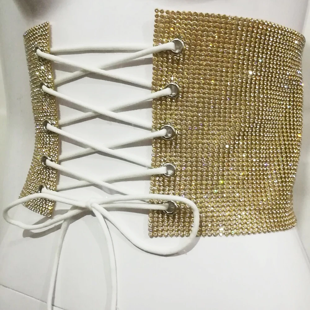 Мода леди Bling Блеск на шнуровке пояс женский пояс с пайетками Одежда Клубная одежда стиля панк украшения на платье D30