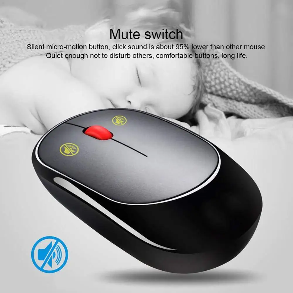 

EastVita Computer Mouse Mute Switch Button USB Interfaces Portable Slim Optical Charging Mouse for PC Laptop