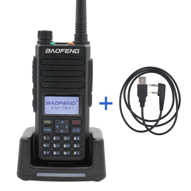 Baofeng DMR DM-1801 иди и болтай Walkie Talkie VHF UHF 136-174& 400-470 МГц Dual Band Dual Time slot уровня 1 и 2 цифровое радио DM1701 - Цвет: Add USB Cable