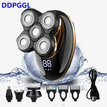 

DDPGGL 5 in 1 USB Rechargeable Men electric shaver 5 Floating Heads Shaver Hair Clipper Hair Trimmer Shaving Beard Waterproof