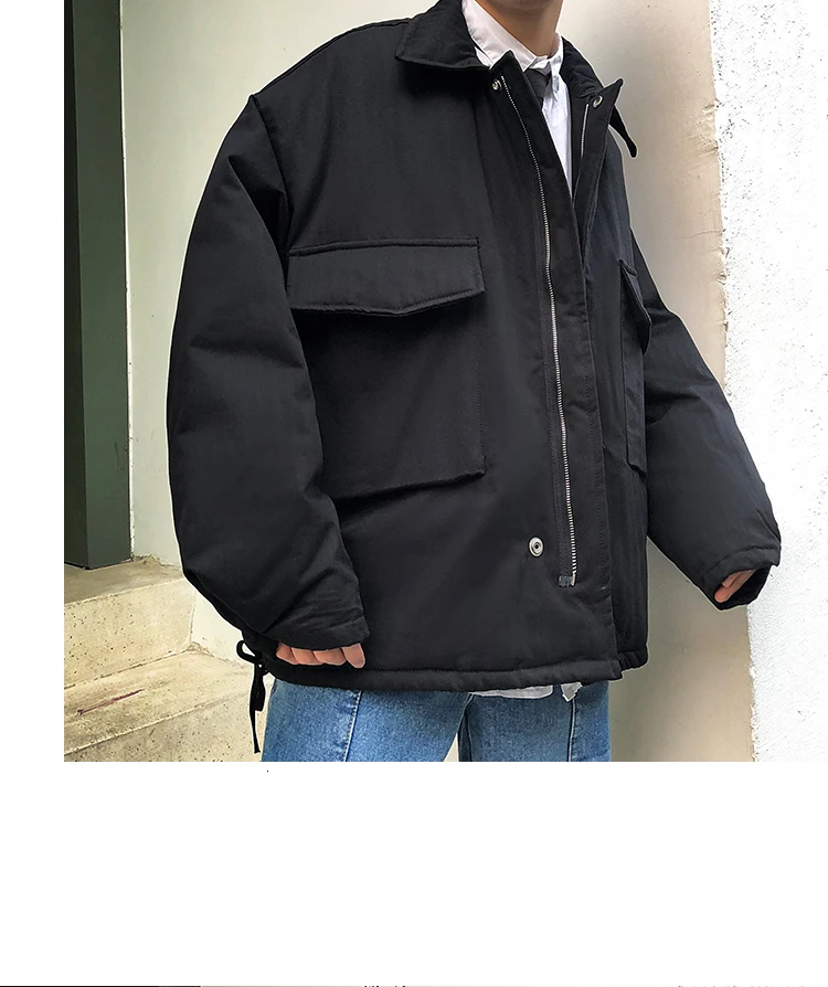 Зима Новое свободное японское оригинальное платье для влюбленных Harajuku тренд уличная оснастка мужская повседневная хлопковая одежда большого размера
