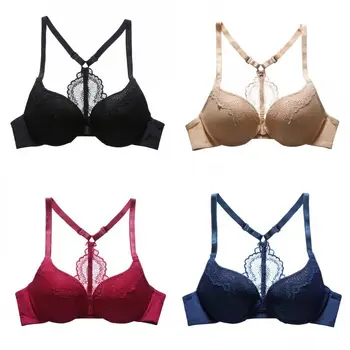 

Sexy And Feminine Lace Back Buckle With Steel Ring Gathered Adjustable Bra New Vcqy