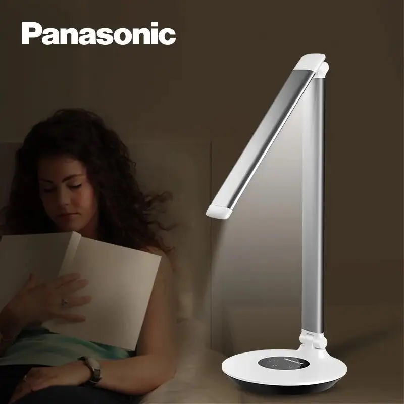 Panasonic настольная лампа Студенческая Светодиодная лампа для чтения бесступенчатая лампа с регулировкой Гибкая Современная Офисная домашняя настольная лампа - Цвет корпуса: Серебристый