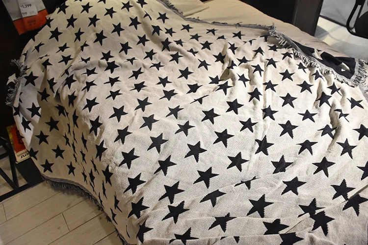 black and white star blanket carpet rug sofa blanket tapestry