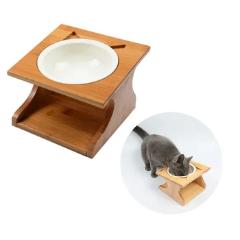 

Dual Wood Dog Bowl Pet Water Food Feeder Bowl Dog Food Bowl Pet Bowl