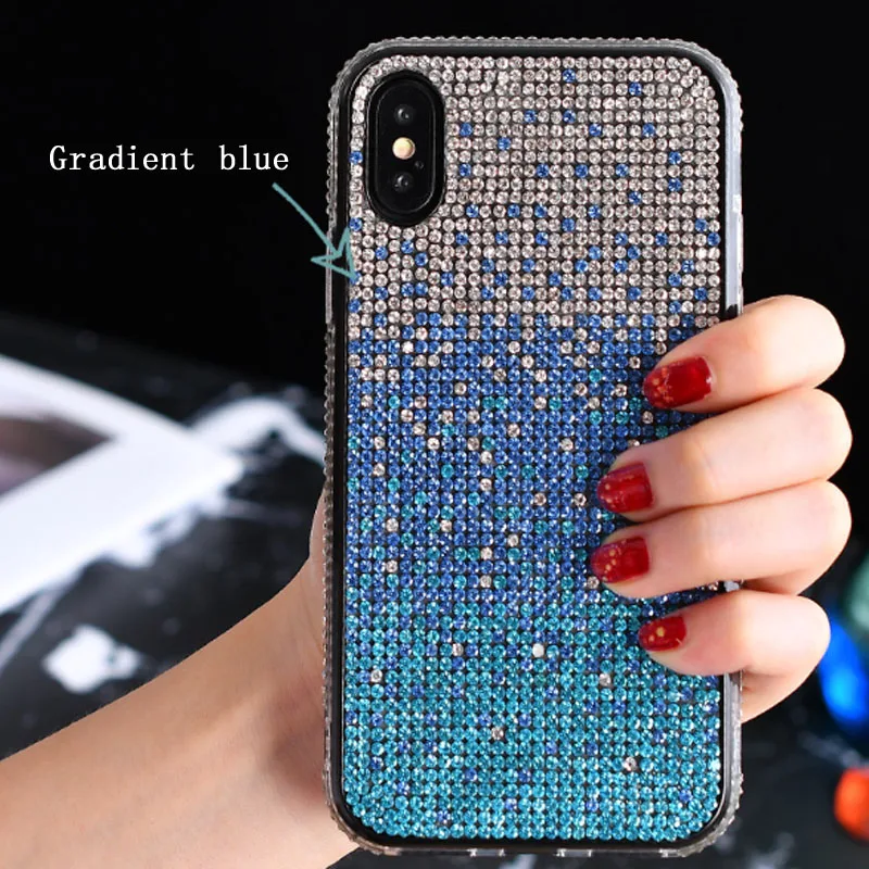 Weloan применимый iphone 11 6 7 8 p x xs xr max pro max Алмазный чехол для телефона градиентный iphone два-в-одном Новая цветная дрель в виде ракушки - Цвет: Gradient blue