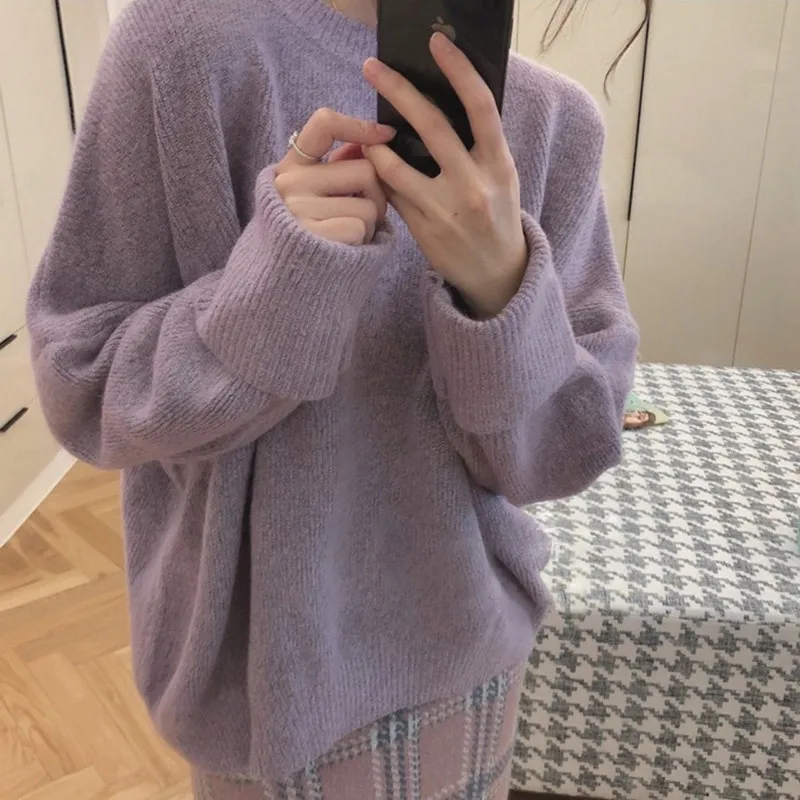 Taro Lavender Purple Sweater Female Lazy Loose