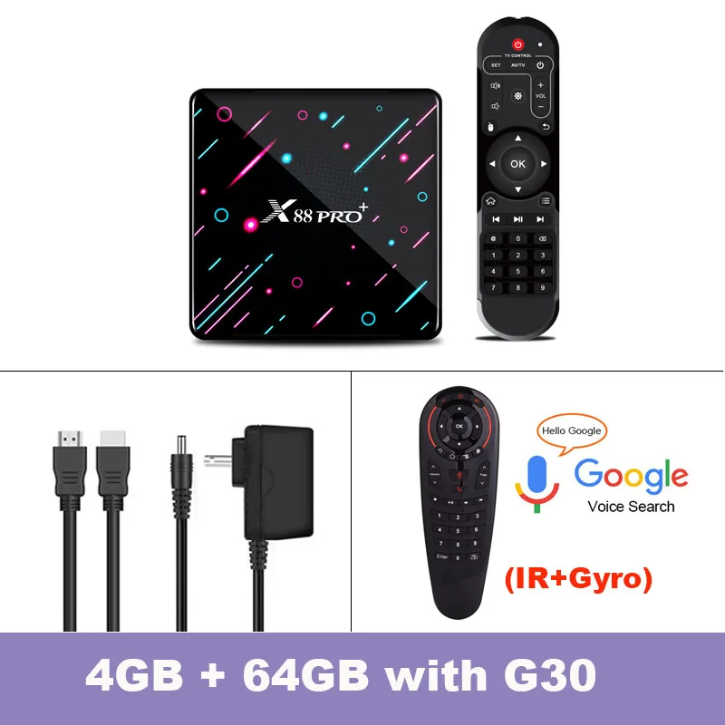 X88 PRO Plus Android Tv Box RK3368 8 Восьмиядерный Android 9,0 4K(3840x2160 пикселей) H.26 SetTop Box 4 ГБ DDR3 32GB128GB медиаплеер - Цвет: 4GB64GB Add G30