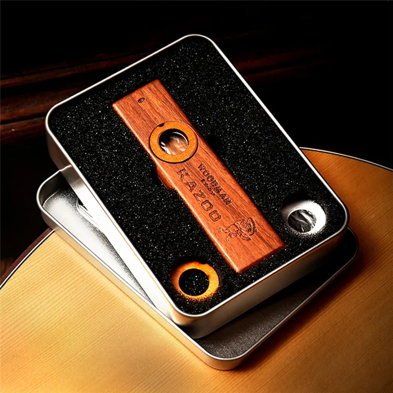 

Popular Wooden Woodman Kazoo Orff Instruments Ukulele Guitar Partner Wood Harmonica With Metal Box