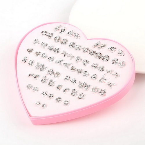 Multi-style Colorful Animal Heart Star Moon Geometric Crystal plastic Stud Earring Set For Women Girls Jewelry Gifts