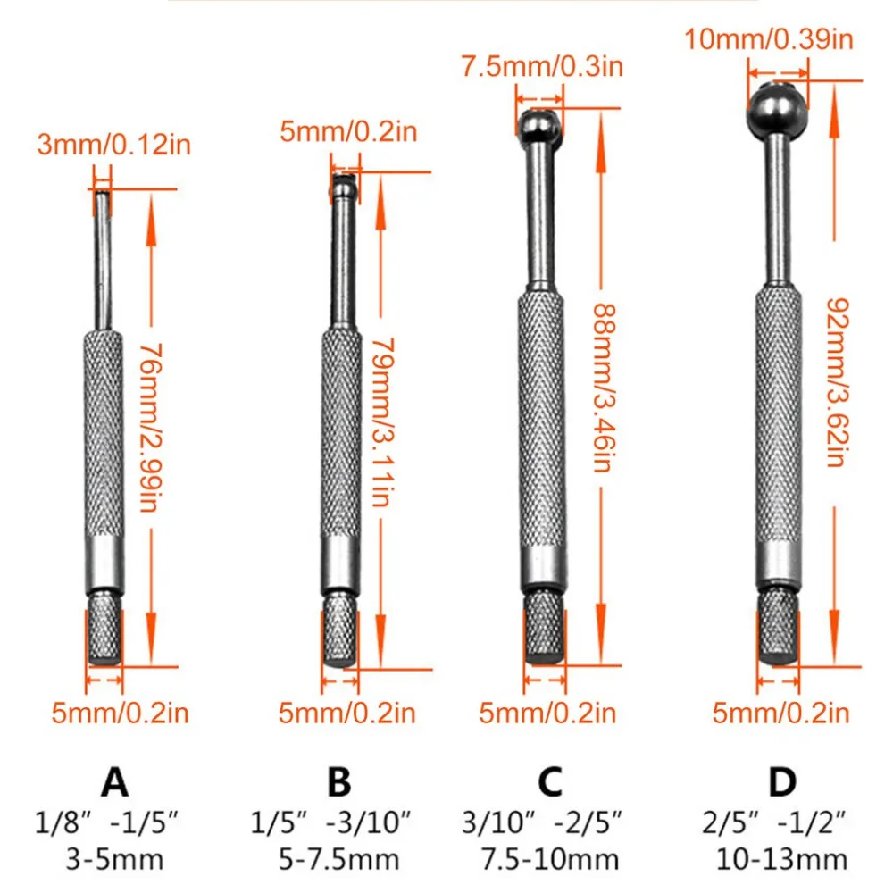 4Pcs Small Hole Bore Gauge 3-14mm Full Ball Type Telescoping Measure Gauge set Adjustable Measuring Tools