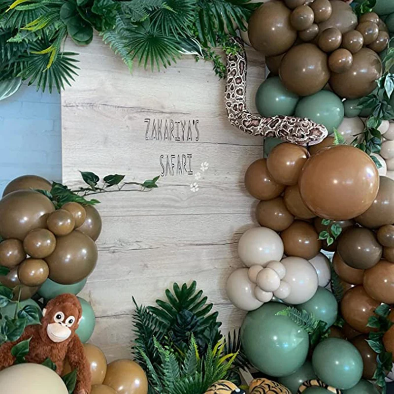 141-Piece Forest Balloon Arch Kit – Sage Green, Brown & Nude Balloons For Jungle Safari Boho Party Decor - View #4