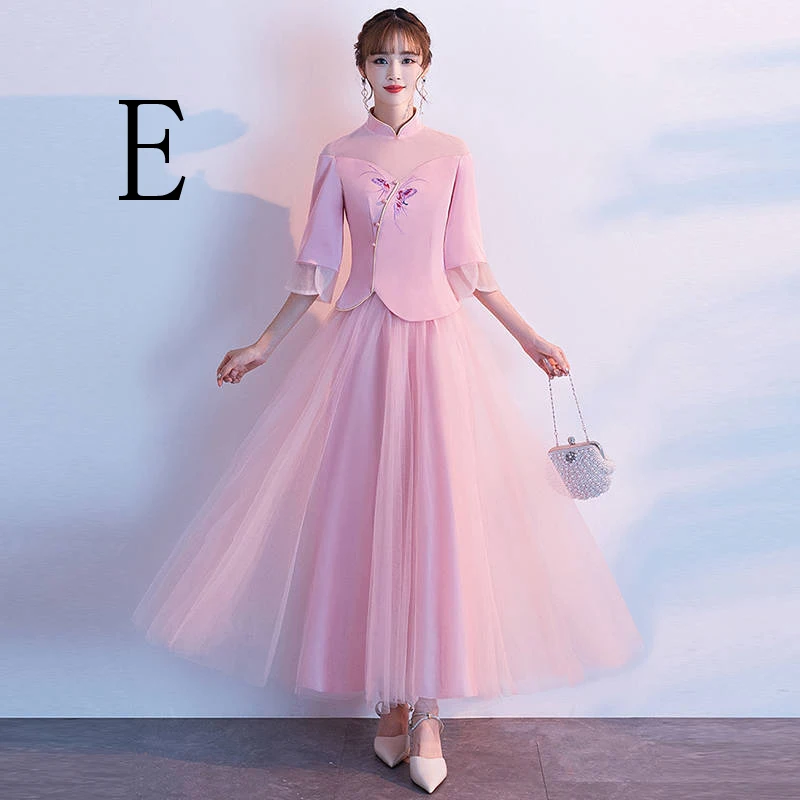 Костюм в китайском стиле, улучшенный китайский стиль, cheongsam Hanfu, комплект с платьем из двух предметов - Цвет: E