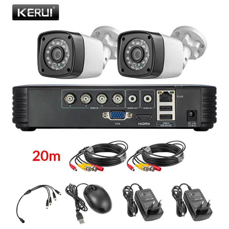 KERUI 4MP открытый погодостойкий 4CH DVR Kit 5in1 AHD DVR CCTV Системы 2/4 шт. безопасности Системы Камера s День/Ночь дом видео Камера