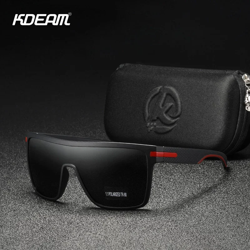 

KDEAM One Piece Lens TR90 Polarized Shield Sunglasses Men Oversized 2021 Novelty UV400 Big Women Shades Gafas de sol with Box