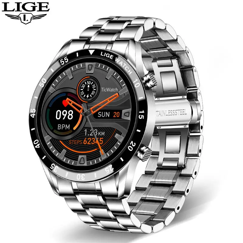 LIGE New Men Smart Watch Bluetooth Calls Waterproof Blood Pressure Heart Rate Monitoring Fitness Tracker Sports Smartwatch Women 