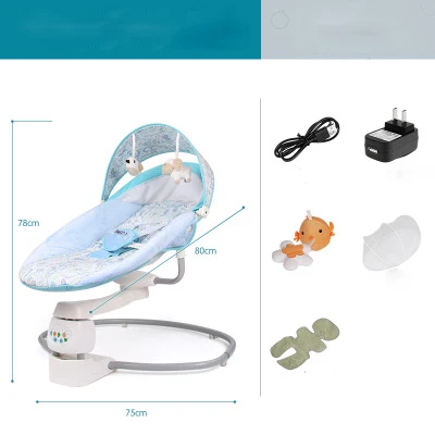 Basic section blue 88/5000 Детское кресло-качалка электрическое с Bluetooth-музыкой Четырехступенчатая регулировка Детское кресло-качалка - Цвет: Basic section blue
