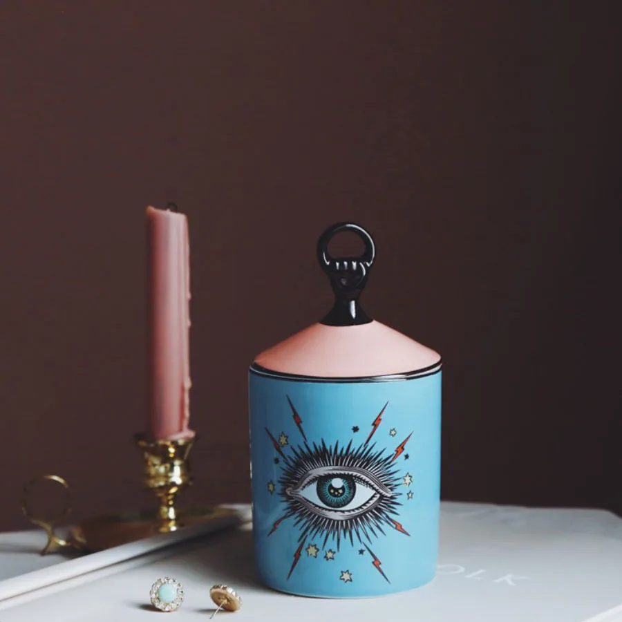Candle Holders Incense Holder Big Eye Jar Starry Sky Aromatherapy Candle Jar Handmade Home Decoration