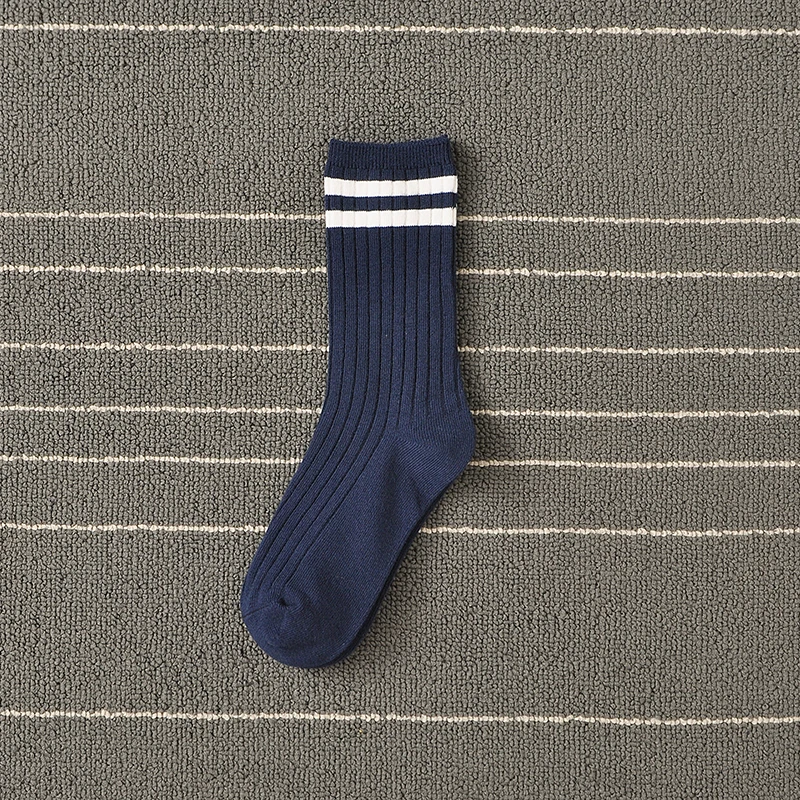 Модные носки в консервативном стиле повседневные хлопковые теплые носки-трубы средней высоты для женщин - Цвет: Navy