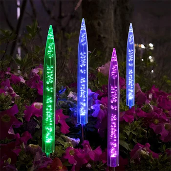 

2pcs Solar Bollard Light Led Solar Stick Lights Solar Light Outdoor Waterproof Colorful Fiber Optic Lawn Decorative Lamp