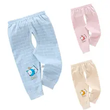 Штаны для маленьких мальчиков и девочек, с открытым шаговым швом, в Корейском стиле, с милыми мультяшными животными, в клетку, Хлопковые Штаны для переодевания подгузников