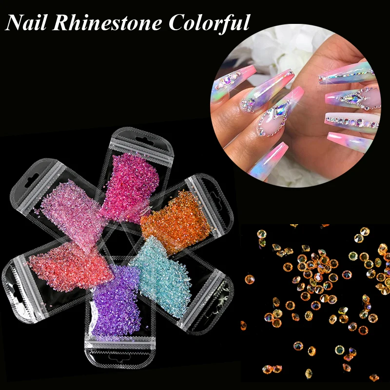 

2MM Pointed Back Crystal Value Mix Nail Rhinestone Colorful Flat/sharp Bottom 3D Nail Gem AB Nail Rhinestones Gem Crystal ZD82-1