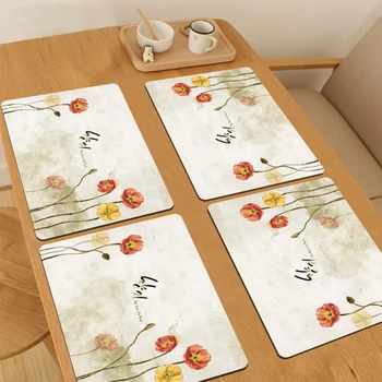 

Placemat for Table Heat Insulation Tableware Pad Wood Non-Slip Placemats Bowl Cup Drink Coasters Rectangle Table Mat