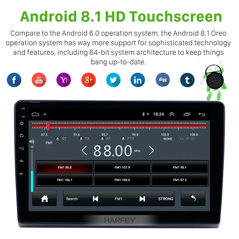 Harfey 10,1 дюймов Автомобильный gps радио для Ford New Transit 2009 2010 2011- Android 8,1 поддержка Carplay SWC автомобильный мультимедийный плеер