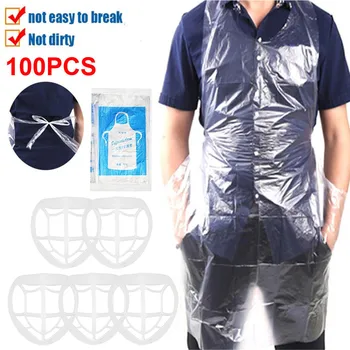 

3D Face Masks Bracket Inner Stand Mak Holder and 100pcs Adults Unisex PE Apron Foldable Face Masks Folder Clip Holder Breathable