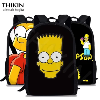 

THIKIN Backpack for Kids Popular Anime Simpsons Print Children Shoulder Travel Casual Bags 16-inch Teen Gilrs Boys School Bags