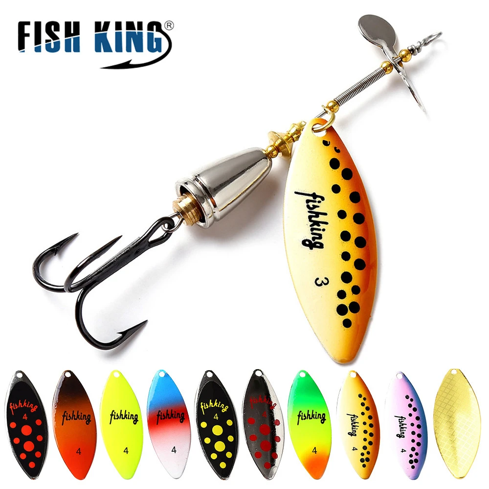 FISH KING 10 Colors Long Cast Spinner Bait Copper Material With Helieal Blade And Hooks Pike