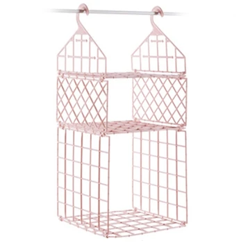 

Bedroom Wardrobe Organizer Underwear Clothes Storage Rack Cupboard Closet Hanging Basket Hooks Shelf Pink