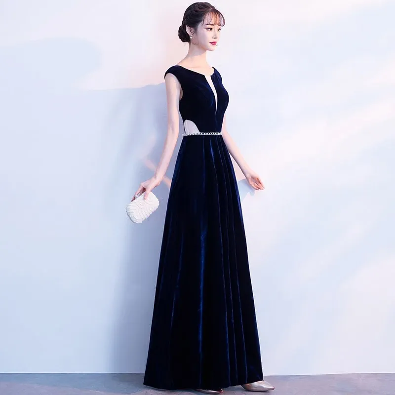 Бархатные вечерние платья, Длинные вечерние платья, Vestidos De Noche Fiesta, простые элегантные платья De Noche Fiesta