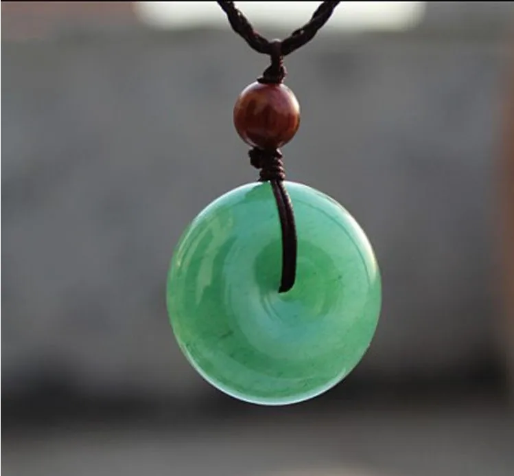 Natural green jade pendant safe round 