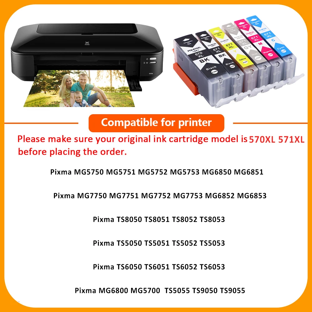 Cartouche d'encre pour imprimante Canon PIXMA, compatible PGI-570XL,  CLI-571XL, PGI-570, MG5750, MG5751, MG5752, MG5753, MG6850, MG6851, MG6852  - AliExpress