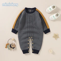 Barboteuse tricotée pour nouveau né, combinaisons décontractées à manches longues, tenues de 0 à 18 mois, automne hiver, vêtements pour nourrissons 