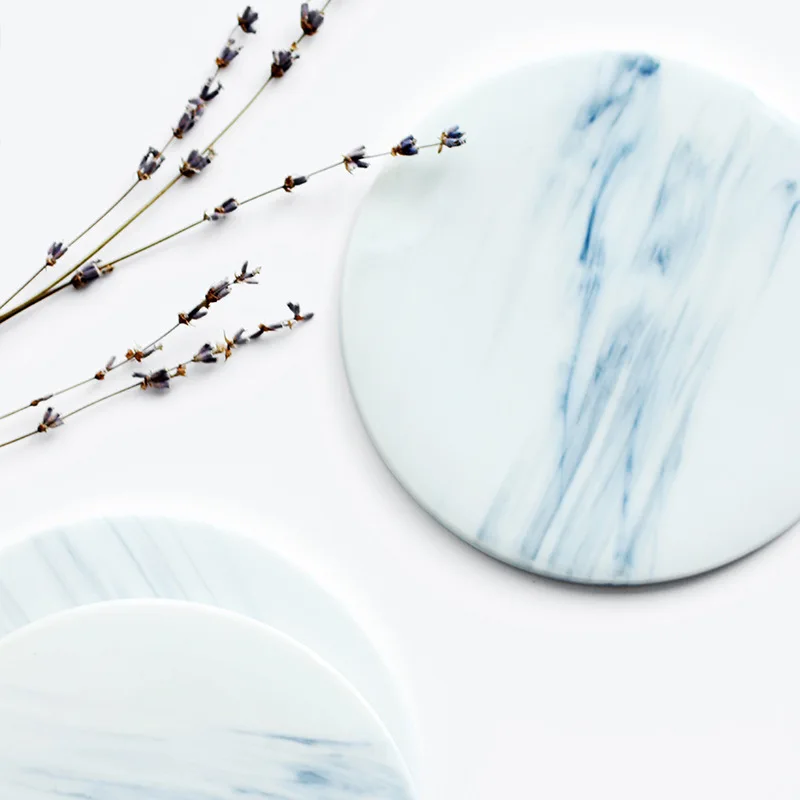 

15cm Round Marble Ceramic Plate Mat Insulated Bone China Mug Placemat Water Cup Coaster Dessert Cake Tray Decorative Table Mat