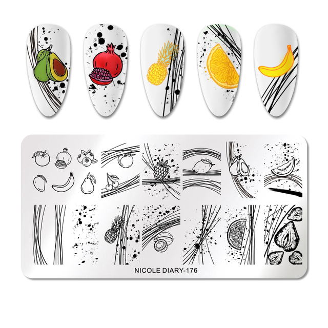 DIARY Flower Leaf Nail Stamping Plates Cute Abstract Face Lines Stamp Template Nail Art Image Printing Stencil Tools