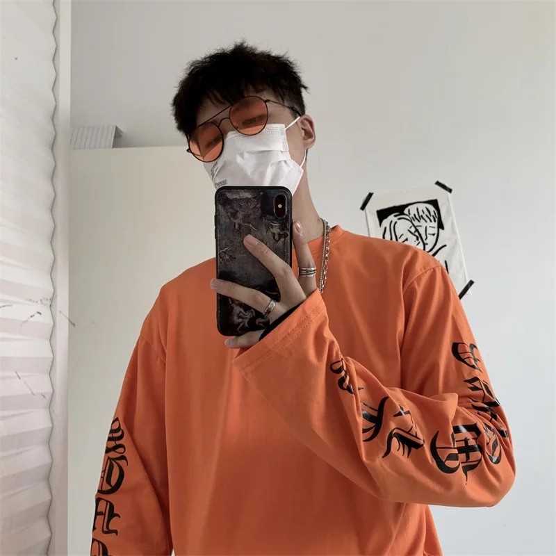 Женская футболка, осень, harajuku, футболка, vogue, уличная одежда, друзья, с буквенным принтом, длинный рукав, топы, свободная, повседневная, черная, парная футболка